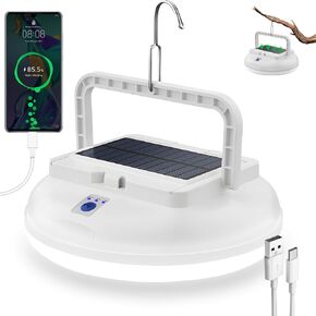ضوء التخييم بالطاقة الشمسية USB - 4500LM مصباح LED محمول للتخييم قابل لإعادة الشحن، مصباح خيمة معلق مقاوم للماء في الهواء الطلق لانقطاع التيار الكهربائي، والطوارئ، والتخييم، والمشي لمسافات طويلة، والإعصار (126LEDs)