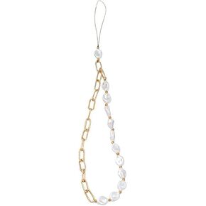 Mobile Phone Lanyard Metal Chain Pearl Beaded Phone Charms Lanyard Strap Chain, Wrist Strap Anti Lost Phone Charm Strap Phone Decorations Charm Keychain Pearl Phone Chain