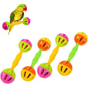 DQITJ 4 Pack Bird Barbell Dumbell Foot Toy for Small Bird Parrot Green Cheek Parakeet Cockatiel Conure Love Birds