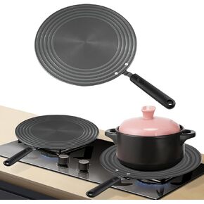 AHOUGER Heat Diffuser For Gas Stovetop,11''Heat Diffuser Plate Upgrade Thickening with Anti-Scalding Handle,Range Heat Diffuser Stove Protects Pot Cookware Accessories,Multifunctional Thawing Plate