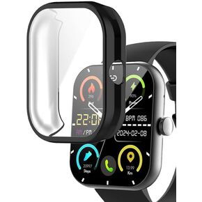 Watch Cases Compatible with zakotu, Jugeman, Coucur Y66 1.96 inches Smart Watch, TPU Case with Screen Protector, Protecting Watch Body & Screen (Black)
