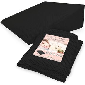 PlanetofBamboo Bamboo Replacement Wedge Pillow Cover (24 x 24 x 10) with Zipper - Sweat-Absorbent, Moisture-Wicking, Odor-Free Wedge Pillow Case Cover – Black