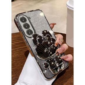 حافظة لهاتف سامسونج جالاكسي A54 5G للنساء، حامل مرآة على شكل أرنب مخفي لطيف، طلاء بناتي لامع بطبقة متدرجة من السيليكون الناعم المقاوم للصدمات لهاتف سامسونج A54 فضي in Kuwait