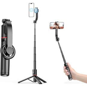 Magnetic Selfie Stick Phone Tripod, 41" Extendable Phone Tripod Stand with Remote, Mini Tripod for iPhone 12/13/14/15 Series Magsafe Case and Other Phones with Metal Ring
