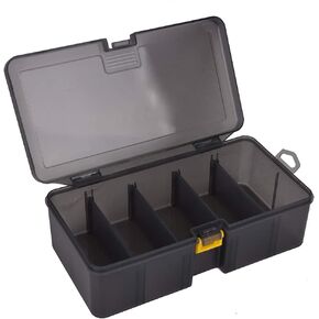 BORDSTRACT Fishing Tackle Box, Plastic Black Double-Layer Fishing Lure Storage Box, Fishing Accessory Case for Lures, Baits, Hook, Jigs, Sinkers