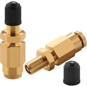 Cheemuii 1/4" Inflation Schrader Valve with Push to Connect for 1/4" OD Air Line Tubing and Air Spring Suspension for Semi Truck Trailer Tractor