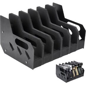 Pistol Rack, Handgun Display Holder, Foam Pistol Holder Pistol Rack for Gun Safe with 6 Gun Slots, Foam Holder for Up to 6 Pistols(Black)