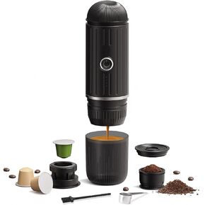 Portable Coffee Maker Espresso Coffee Machines Self-Heating Electric Coffee Maker 19 Bar Pressure, Compatible with Ground Coffee and NS Capsule Portable Coffee Maker for Travel Camping Office Home
