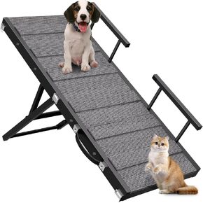 Dog Ramp for Couch, Pet Ramp for Adjustable Hight, Folding Dog Ramps for Small Dogs, Dog Ramp for Bed with Anti-Slip Carpet and Safety Rails, Dog Ramps for Indoor Sofa Bed, Black