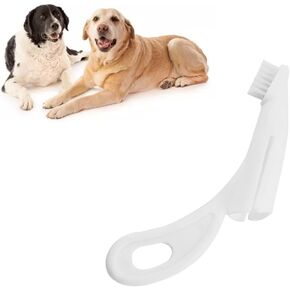 VINGVO Dog Toothbrush, Cat Toothbrush, Nylon Bristle Cat Finger Toothbrush Soft Ergonomic Handle Dog Tooth Brush Pet Toothbrush Teeth Whitening Pet Supplies (White)
