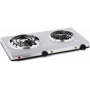 Salton THP-528 Electric Double-Coil Cooking Range, Stainless Steel