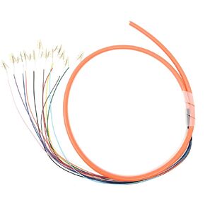 Ultra Spec Cables 12 Strand OM1 62.5/125 Multimode LC-UPC Fiber Pigtail, 3 Meter for Splice