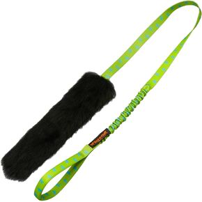 Tug-E-Nuff Sheepskin Bungee Chaser Tug | Durable Dog Tug Toy Chaser with Extra Long Handle | Ideal for Interactive Dog Training | 100% Responsibly-sourced Sheepskin | Size 47 x 12 inches