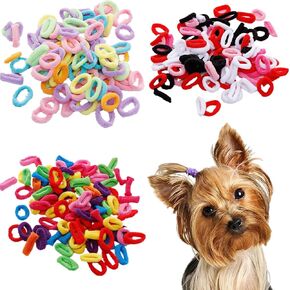 300pcs Pet Dog Hair Ties Rubber Bands -0.6inch Super Stretch Nylon Seamless Girl Small Dog Puppy Hair Bands Bows -Puppy Elastics Hair Ties Ponytails Doggie Top Knots Ponytails Yorkie