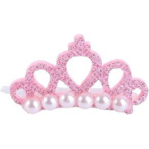 JJLFresheners Pink Pet Small Dogs Cat Faux Pearl Crown Pet Grooming Supplies, Crown Shape Bows Hair Clips Dog Accessories
