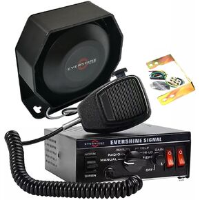 12V 100W Police Siren PA System Kit with Heavy Duty Siren Amplifier Flat Speaker Hanheld Mirophone 7 Tones Warning Emergency Siren for Vehicles Tow Truck UTV ATV Van Car POV RV