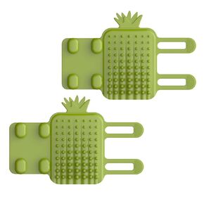 2PCS Cat Self Groomers, Soft Silicone Cat Corner Brushes Green Pineapple Pet Massage Comb Brushes with Adjustable Bands for Cat Kitten Puppy