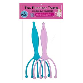 The Purrfect Touch - عصا تدليك للقطط بخمسة أصابع - عبوة من 2 - أداة لطيفة للعناية بالحيوانات الأليفة للقطط والحيوانات الأليفة الصغيرة - مقبض مريح، تدليك ناعم ومريح تحبه القطط!