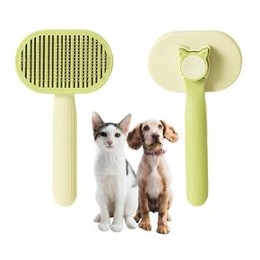 Dog Brush, Cat Brush, Cat Brush for Shedding, Cat Brushes for Indoor Cats, Cat Brush for Short Haired Cats, Pet Slicker Brush for Dog Kitten Rabbit Massage Removes Loose Fur, Green