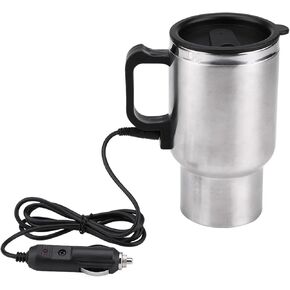 Ejoyous Car Electric Mug, 12V 450ml Electric Incar Stainless Steel Travel Heating Cup, Car Heating Kettle with Airtight Lid for Heating Water, Coffee, Milk and Tea