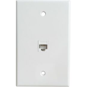 Midsize/Midway(4.88" x 3.13") CAT6 Ethernet Wall Plate 1 Port - Single Gang CAT 6 RJ45 Network Cover Plate Female to Female for CAT7/CAT6/CAT5e Cables - White