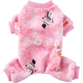 XIAOYU Christmas Pet Clothes Snowflake Pattern Warm Dog Pajamas Cat Jumpsuits Puppy Apparel, Pink, XL