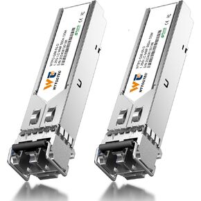2 Pack 1000BASE-SX SFP إلى LC Multimode 1.25G وحدات إرسال واستقبال الألياف لـ Cisco، Ubiquiti، TP-Link، Huawei، Mikrotik، Netgear، Supermicro | استهلاك منخفض للطاقة، قابل للتوصيل السريع، مسافة تصل إلى 550 مترًا