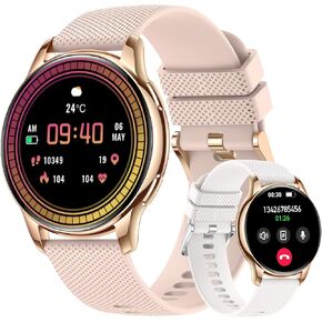 Smart Watches for Women(Answer/Make Call), [41mm] Newest Fitness Watch with Heart Rate/Sleep/Spo2 Monitor/300+ Dials, 100+ Sports Waterproof Activity Trackers, Smartwatch for Android/iPhone (2 Bands)