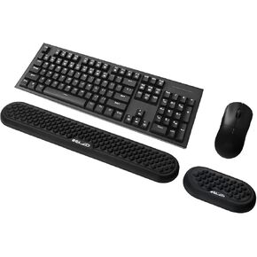 ELZO Wrist Rest for Keyboard and Mouse, Soft Memory Foam Wrist Support, Computer Ergonomic Wrist Support Pad, Non-Slip Wrist Rest for Computer Keyboard, Made Easy Typing & Relieve Wrist Pain(Black)