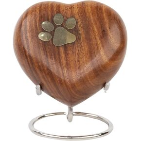 Pet Memorial Wood Urns for Dog or Cat Ashes,Small 20 Cubic Inches Wooden Urns Round Shape Paws Design Urn for Ashes for Dogs, Pet Urns for Cats, Loss Pet Memorial Remembrance Gift - Pattern 2