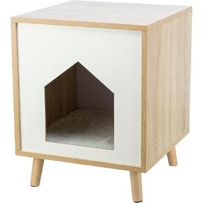 TRIXIE Isa Indoor Cat Condo, Modern Cat Bed Side Table & Nightstand, Cat Hideaway Cave with Cozy Cushion