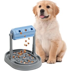 Upgraded Adjustable Slow Feeder Dog Bowl – Interactive Puzzle Food Dispensing Toy for Small/Medium Dogs, Relieves Anxiety and Boredom, Enhances IQ Training