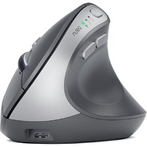 Nulea MD280 Ergonomic Vertical Wireless Mouse - Bluetooth & 2.4G Dual Mode, 4 Adjustable DPI 800/1200/1600/2400, Rechargeable, Silent Clicks, No Lag, 6 Buttons - Perfect for Laptop, Desktop Grey