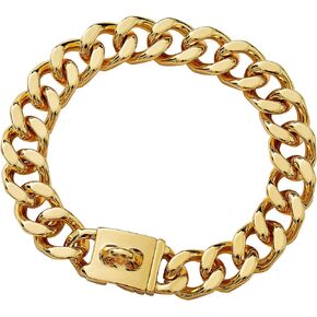 txprodogchains Big Dog Chain Collar with Buckle Strong Heavy Duty 21MM Thick Wide Stainless Steel Metal 18K Gold Cuban Link Chain Collar for Large Dogs (24" (Fits Neck 22" to 23.5"), Gold Cuban)