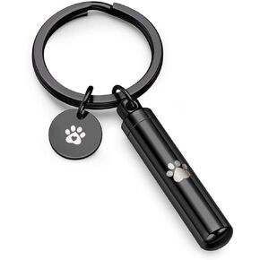 Personalized Master Free Engraving Custom Pet Dog Paw Cylinder Cremation Urn Keychain Keepsake Memorial Ashes Jewelry