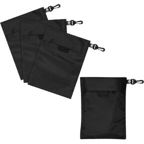 PALTERWEAR Utility Bags with Hook & Loop Closure, Tear-Resistant Nylon and Fastening Clip, Set of 4 (Black, 8 x 11 Inch)