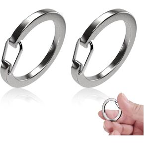 2Pcs Round Carabiner Keychain System Quick Release Circular O Ring Key Clip for Keyring Heavy Duty Free key Telescopic Carabeaner Key Holders Durable Round Carabiner Clips for Keys&Accessories