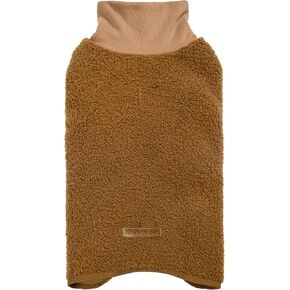 Fitwarm Sherpa Turtleneck Dog Sweater, Cozy Dog Winter Clothes for Small Dogs Girl Boy, Warm Dog Coat for Winter, Doggy Pullover Jumper, Pet Outfit, Brown, Beige, Medium