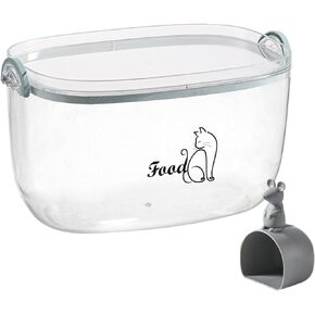Pet Cat Food Storage Container 6~7Lbs|Cat Food Container with Airtight Latching Lid|Cat Food Bin with Cute Food Scoop|ideal for Dog Cat Food Kibble|Stackable|Clear Plastic