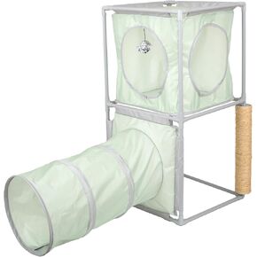 Kitty City Cozy Cat Play Furniture, Cozy Cube Retreat Cat Tower (Green)