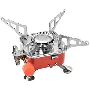 Camping stove, portable camping stove, foldable gas stove, windproof, suitable for outdoor backpacking, picnicking, hiking, camping, and used in conjunction with butane gas cylinders.
