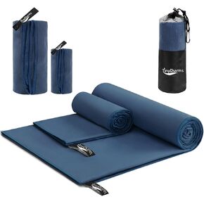 Microfiber Hiking & Sports & Travel Towel Set- Quick Dry, Lightweight,Super Absorbent, Compact - for Camping, Gym, Backpacking, Beach, Swimming - Includes 2 Sizes & Carrying Bag & Clip