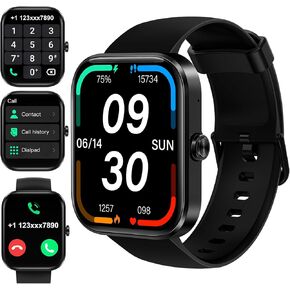 Smart Watch for Men Women(Answer/Make Call)-1.91" HD Fitness Smart Watch with Sleep/Heart Rate/spO2 Monitor, 113+ Sport Modes, IP68 Waterproof Smart Watch for Android iOS,Black