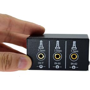 1/8" 1 in 2 Out or 2 in 1 Out Audio selector 3.5 mm TRS Stereo Channel 2 Splitter switcher Box Switching No External Power No Noise