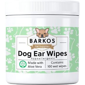 Dog Ear Cleaner Wipes | Bulldog, French Bulldog, Pug, English Bulldog | Cleans & Soothes Ears, Wrinkles, Folds, Tear Stain (Dog Ear Cleaner Wipes)