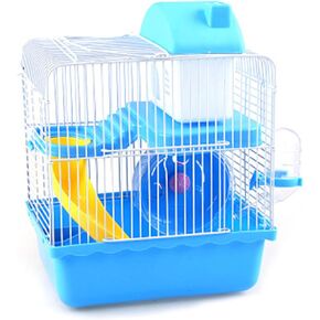 Large Hamster Cage, Big Hamster Cage, 2 Tier Portable Hamster Habitat Hamster Cage Hamster Cages Small Animal Cage for Mouse Mice Rat Gerbils and Small Animals (Blue)