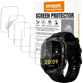 Screen Protector Compatible with CARBINOX Vortex Smart Watch, Soft TPU, 6-pack, Full Coverage, Bubble Self-healing
