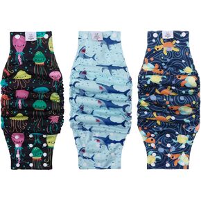 CuteBone Male Dog Diapers Washable with Snaps Doggie Belly Band Reusable 3pcs a Pack for Male Dogs Wraps KDM05XL