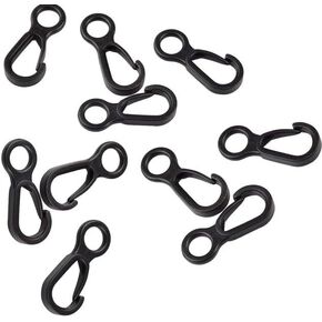 10pcs Black Plastic Snap Clip Carabiner Buckles, Multifunction Outdoor Tent Hooks for Camping, Lights Hanging, Heavy Duty