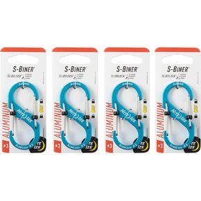 Nite Ize S-Biner SlideLock Aluminum - Size 3 - Blue - 4 Count (4 Pack)